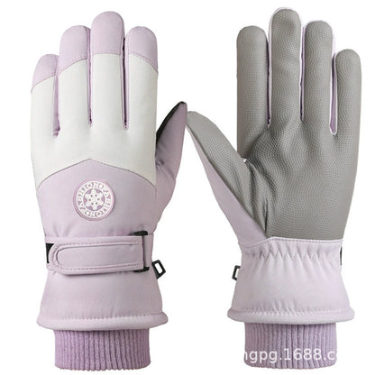 German Craftsmanship Ski Gloves for Women, Winter Fleece-Lined, Outdoor Cycling and Mountaineering Sports, Thickened, Waterproof, Windproof and Cold-Proof