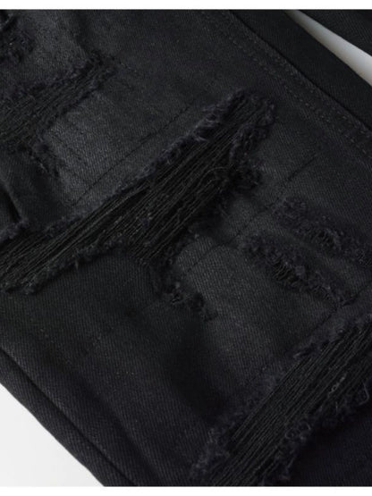 Kus Jeans American High Street Basic Hole Distressed Silm Pants Tight High Street Tight Men Denim Pants