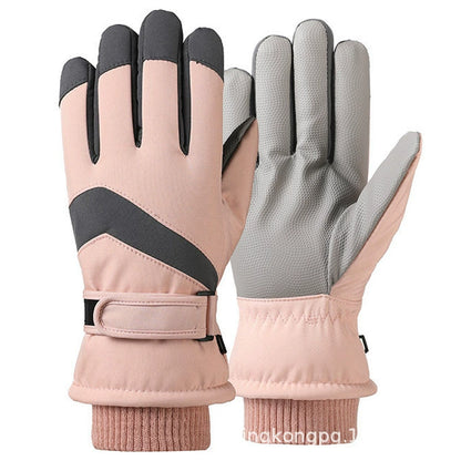 German Craftsmanship Ski Gloves for Women, Winter Fleece-Lined, Outdoor Cycling and Mountaineering Sports, Thickened, Waterproof, Windproof and Cold-Proof
