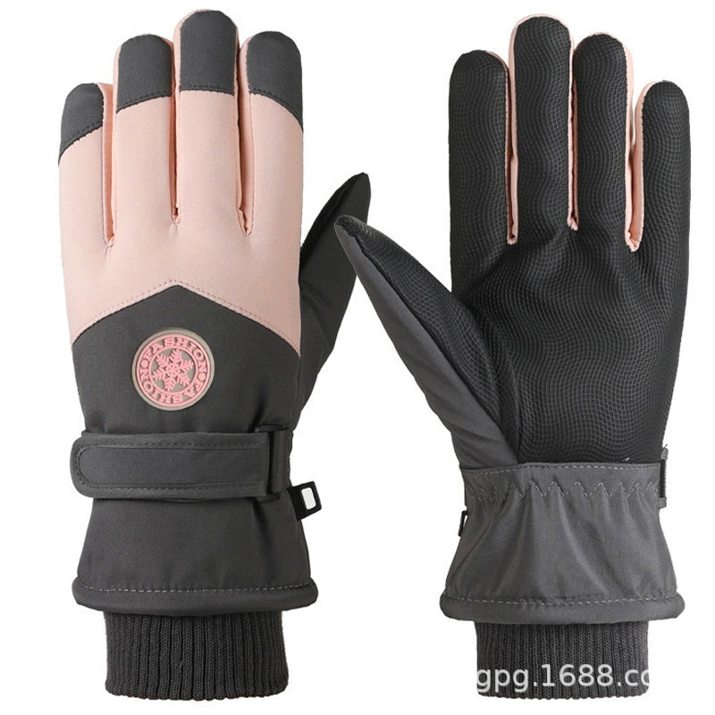German Craftsmanship Ski Gloves for Women, Winter Fleece-Lined, Outdoor Cycling and Mountaineering Sports, Thickened, Waterproof, Windproof and Cold-Proof