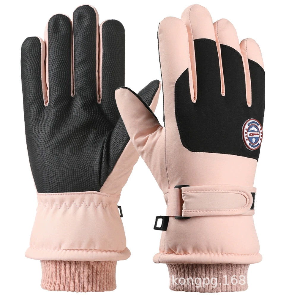 German Craftsmanship Ski Gloves for Women, Winter Fleece-Lined, Outdoor Cycling and Mountaineering Sports, Thickened, Waterproof, Windproof and Cold-Proof
