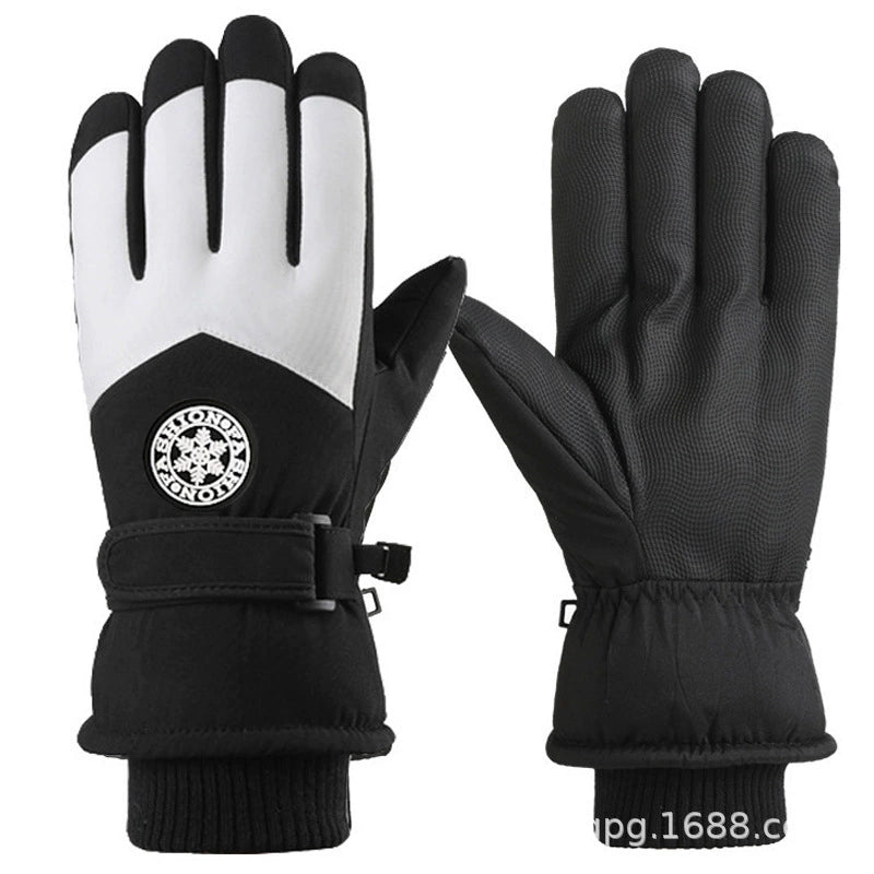 German Craftsmanship Ski Gloves for Women, Winter Fleece-Lined, Outdoor Cycling and Mountaineering Sports, Thickened, Waterproof, Windproof and Cold-Proof