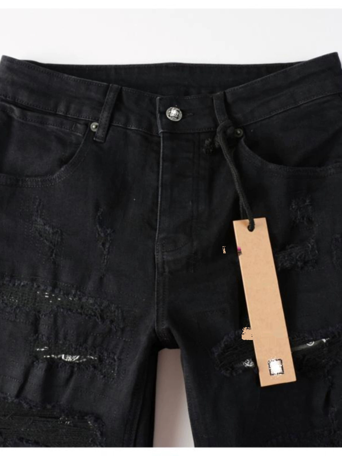 Kus Jeans American High Street Basic Hole Distressed Silm Pants Tight High Street Tight Men Denim Pants