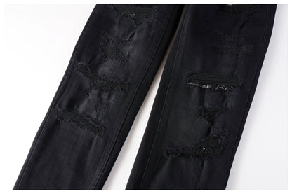 Kus Jeans American High Street Basic Hole Distressed Silm Pants Tight High Street Tight Men Denim Pants