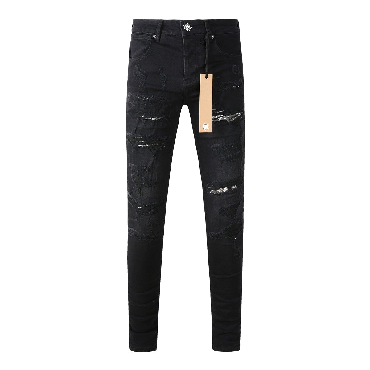 Kus Jeans American High Street Basic Hole Distressed Silm Pants Tight High Street Tight Men Denim Pants