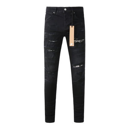 Kus Jeans American High Street Basic Hole Distressed Silm Pants Tight High Street Tight Men Denim Pants