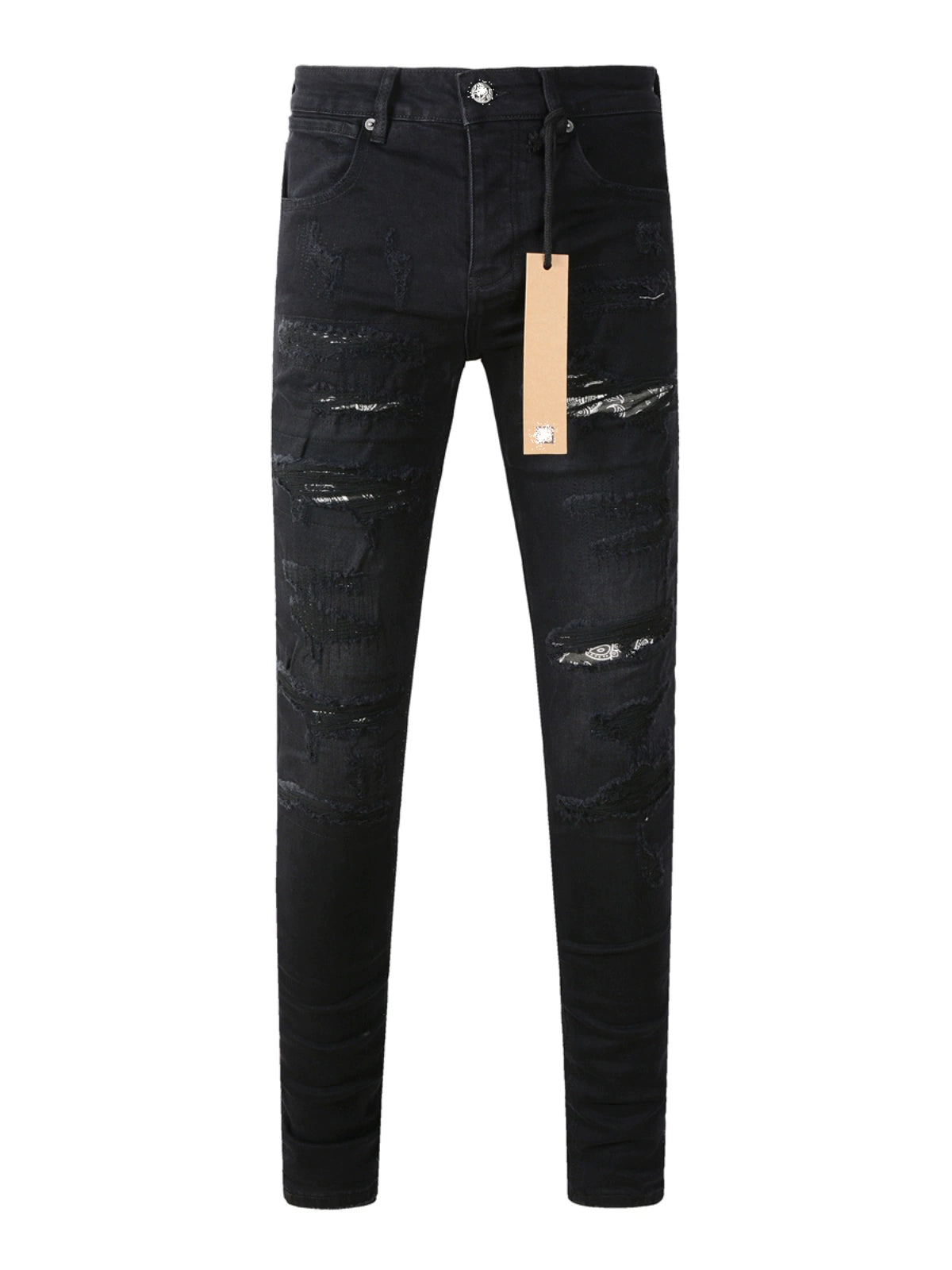 Kus Jeans American High Street Basic Hole Distressed Silm Pants Tight High Street Tight Men Denim Pants