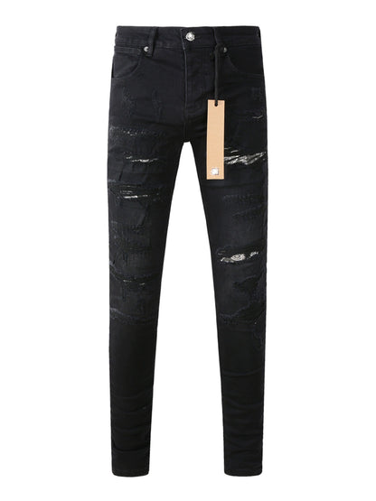 Kus Jeans American High Street Basic Hole Distressed Silm Pants Tight High Street Tight Men Denim Pants