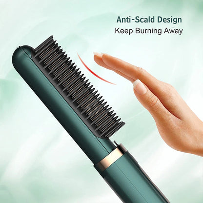Electric Hair Straightening Brush Fast Heating Hot Comb Brush Negative Ion Hair Straightening Comb