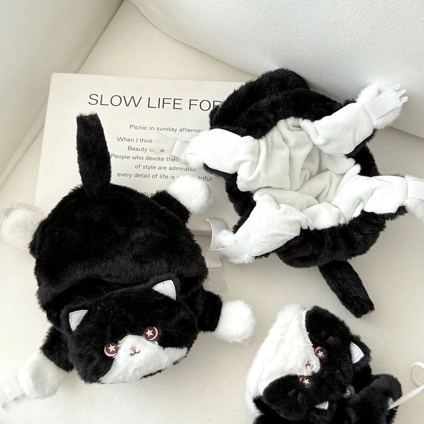 Cute Milk Cat Plush Autumn And Winter Cold Resistant Warm Gloves Scarf Kitten Knee Pads