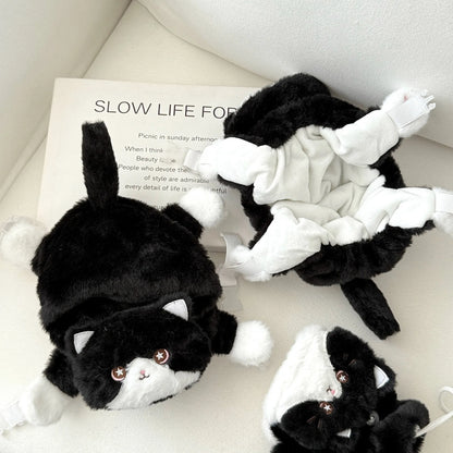 Cute Milk Cat Plush Autumn And Winter Cold Resistant Warm Gloves Scarf Kitten Knee Pads