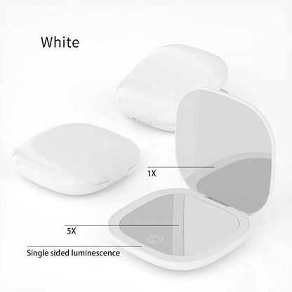 Mini Compact Foldable Pocket Hand Led Makeup Mirror With Led Light 5x/10x Magnification Rechargeable And Small