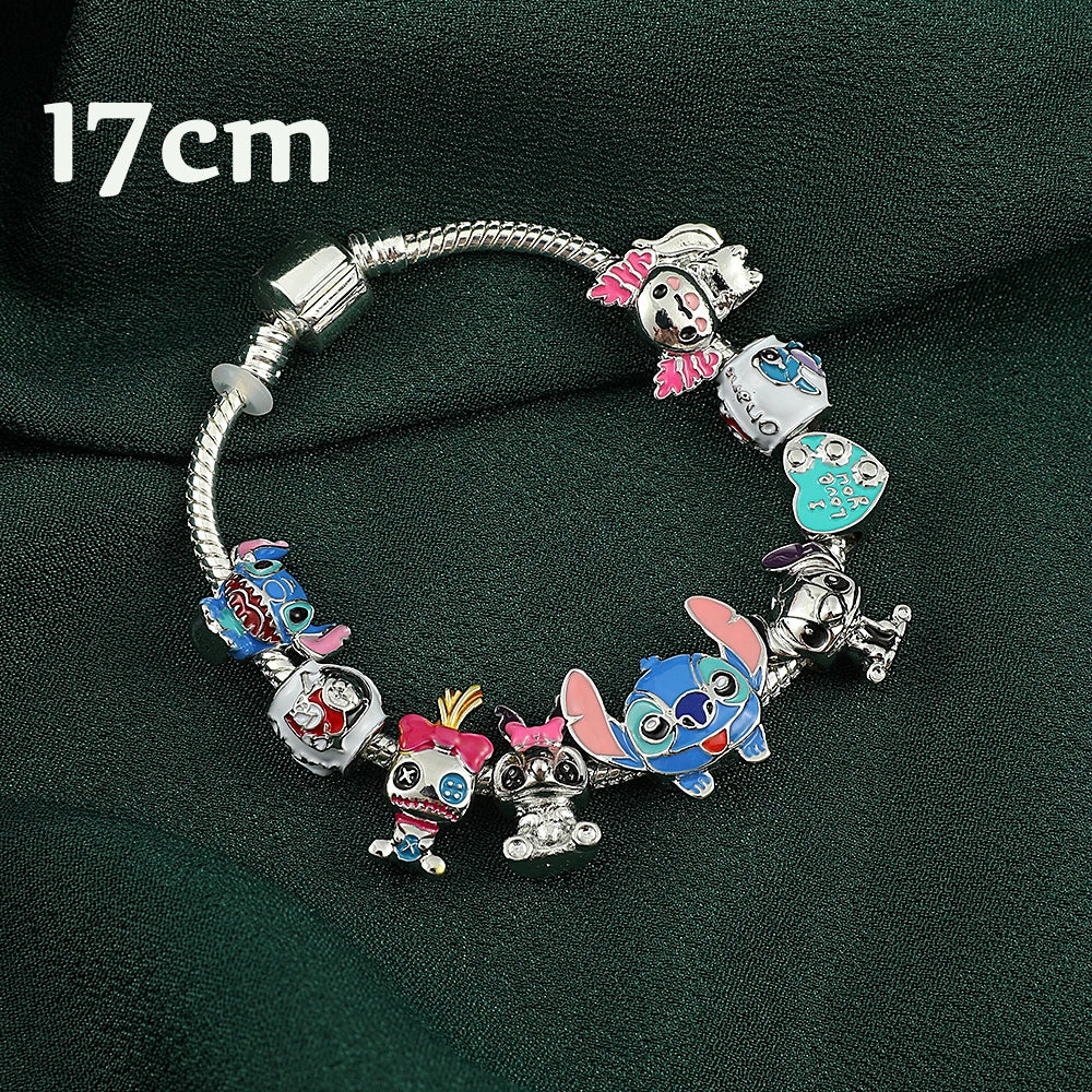 Disney Marvel Movie Peripheral Jewelry Winnie the Pooh Bear The Little Mermaid Moana Stitch Charm Bracelets For Women Girl Gift