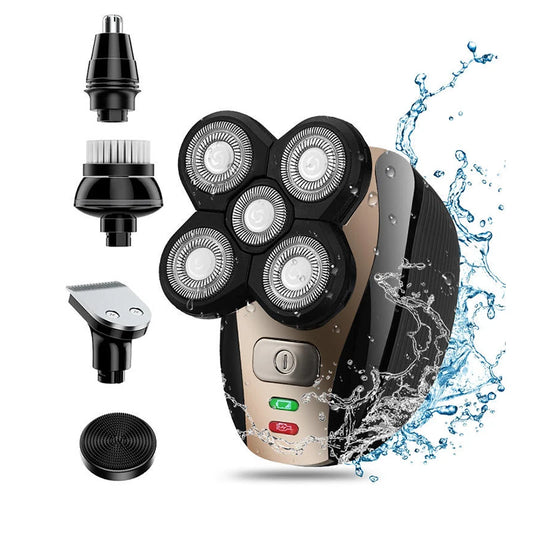 Portable Waterproof Razor 5 in 1 Rotary Razor Beard Clipper Hair Trimmer For Men's Beard Facial Shaving Razor