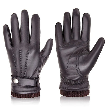 BISON DENIM Men Sheepskin Gloves Winter Thermal Touchscreen Full-finger Mittens Ultralight Windproof Gloves For Driving Riding
