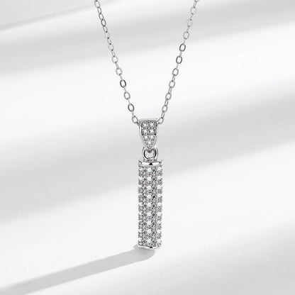 925 Sterling Silver Cylindrical Necklace And Earrings Set Inlaid With AAAAA Zircon Elegant Women's Jewelry Combination