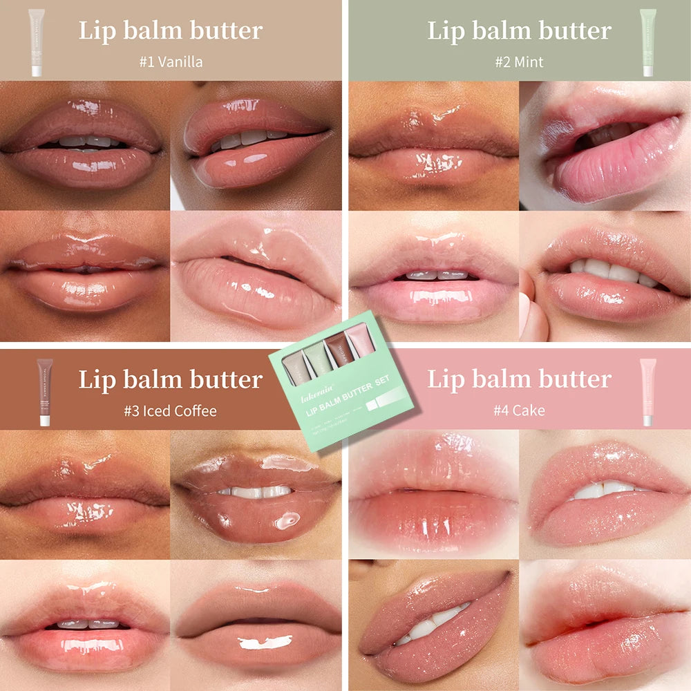 Lip Balm Set Lip Gross 4 Pack 1Kit Deep Moisturizing Lip Glaze Smoothing Color Lips Oil Long Lasting Nourishing Lips Care