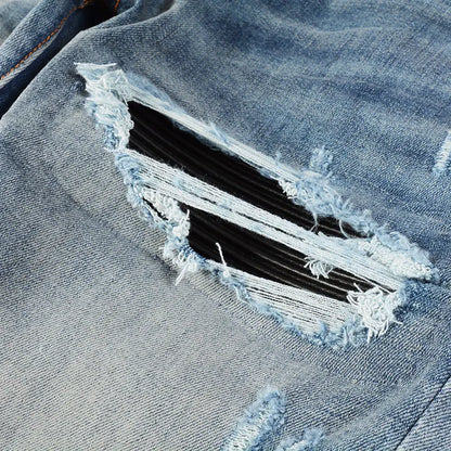 Street Fashion Men Jeans Retro Washed Blue Stretch Skinny Fit Ripped Jeans Men Patched Designer Hip Hop Brand Denim Pants Hombre