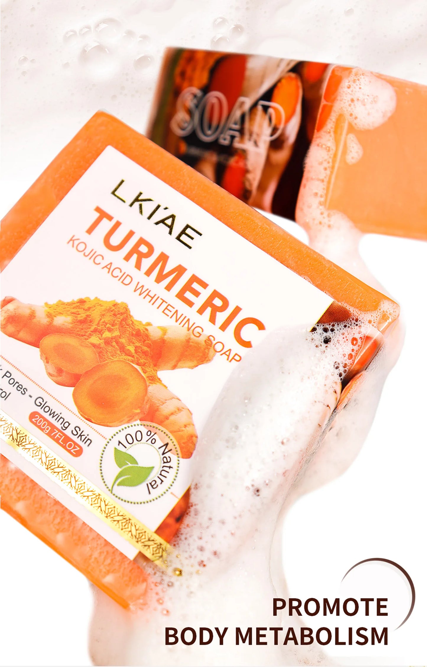 Natural Turmeric Whitening Body Wash, Deeply Clean Skin, Remove Dark Spot, Pimple, Acne, Smooth Skin, For Face & Body Soap Bar