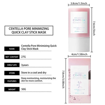 Centella Clay Stick Mask Pore Minimizing Quick Moisturizing Soothing Facial Brightening Face Mask Skin Care 27g