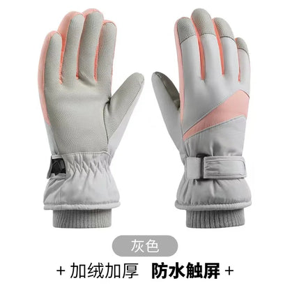 Skiing Gloves Winter Cycling Thick Fleece Warm Gloves Women Men Tick Touch Screen Waterproof Motorcycle Windproof Gloves Fashion