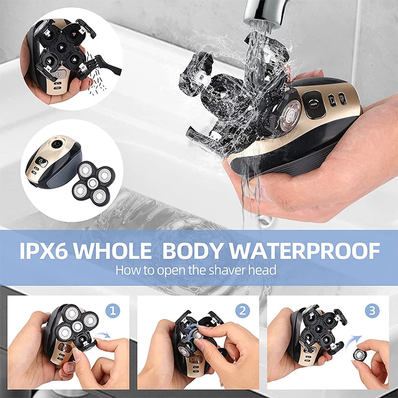 Portable Waterproof Razor 5 in 1 Rotary Razor Beard Clipper Hair Trimmer For Men's Beard Facial Shaving Razor