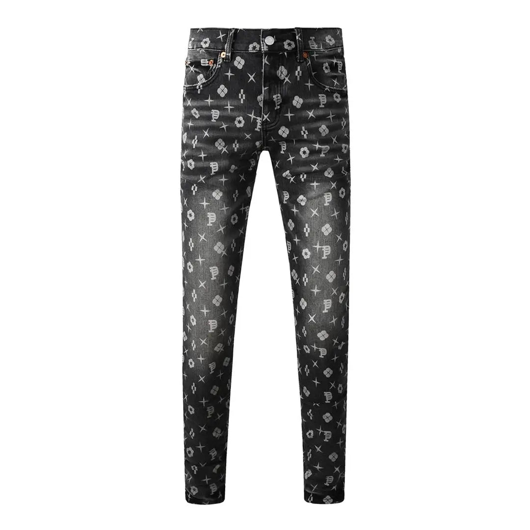 High Street New Trendy Men's Jeans Low Rise Stretch PantsSkinny Button Fly Ripped Retro Hold Trousers