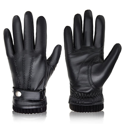 BISON DENIM Men Sheepskin Gloves Winter Thermal Touchscreen Full-finger Mittens Ultralight Windproof Gloves For Driving Riding