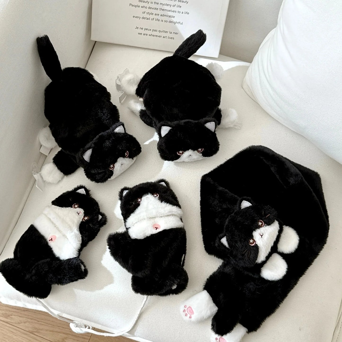 Cute Milk Cat Plush Autumn And Winter Cold Resistant Warm Gloves Scarf Kitten Knee Pads