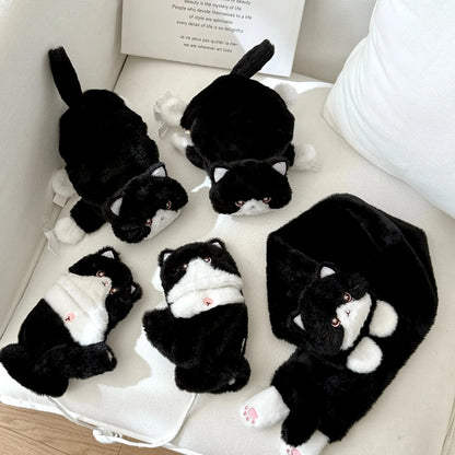 Cute Milk Cat Plush Autumn And Winter Cold Resistant Warm Gloves Scarf Kitten Knee Pads