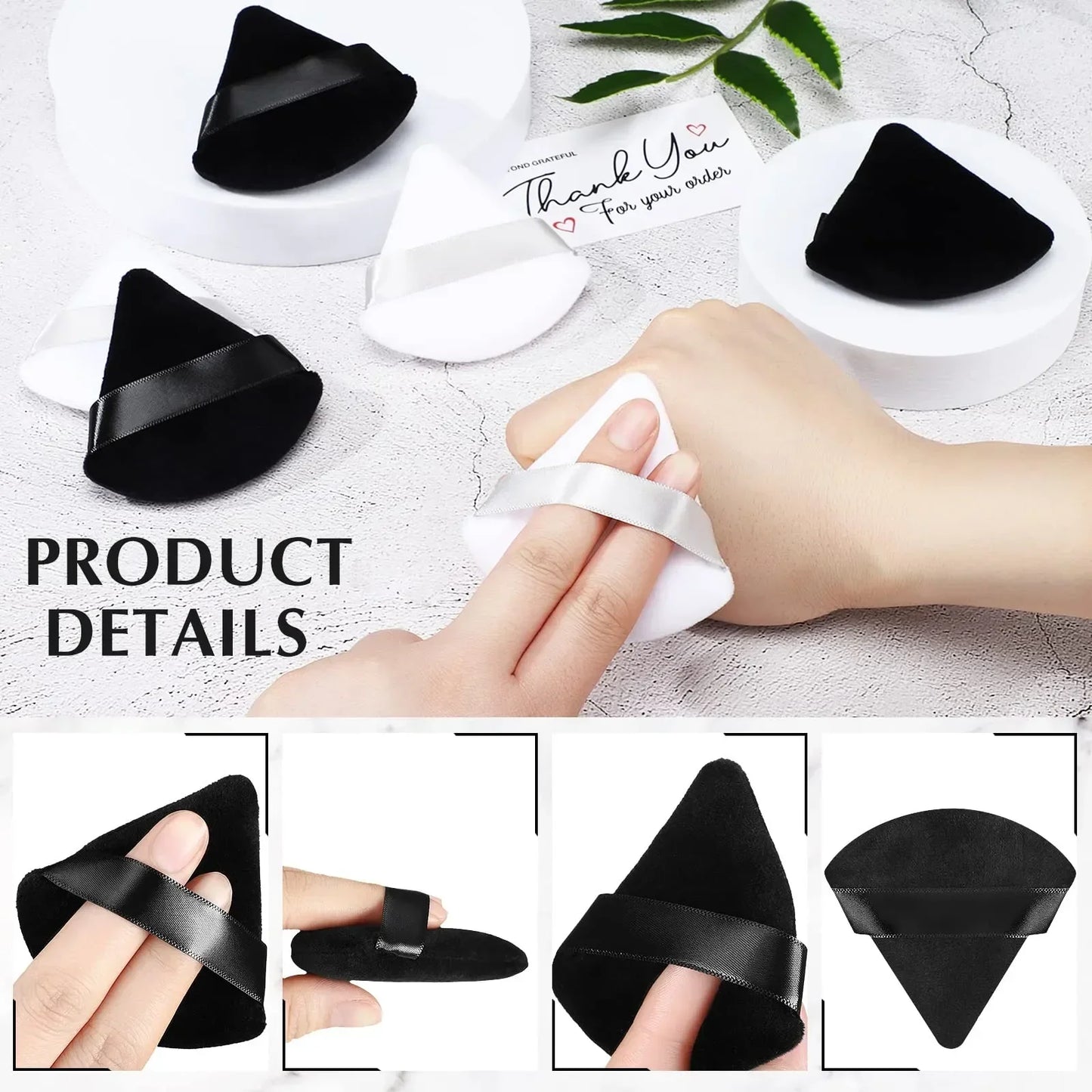 10/20Pcs Triangle Velvet Powder Puff Pizza Flours Mini Face Makeup Sponge Cosmetics Washable Lightweight Makeup Tool