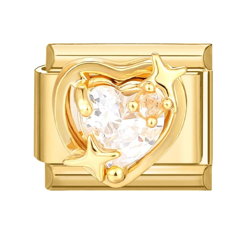 New Fashion 9mm 15 Style Italian Modular Charm Bracelet Fashionable Leisure Holiday Scenery Literary Modular Elastic Bracelet