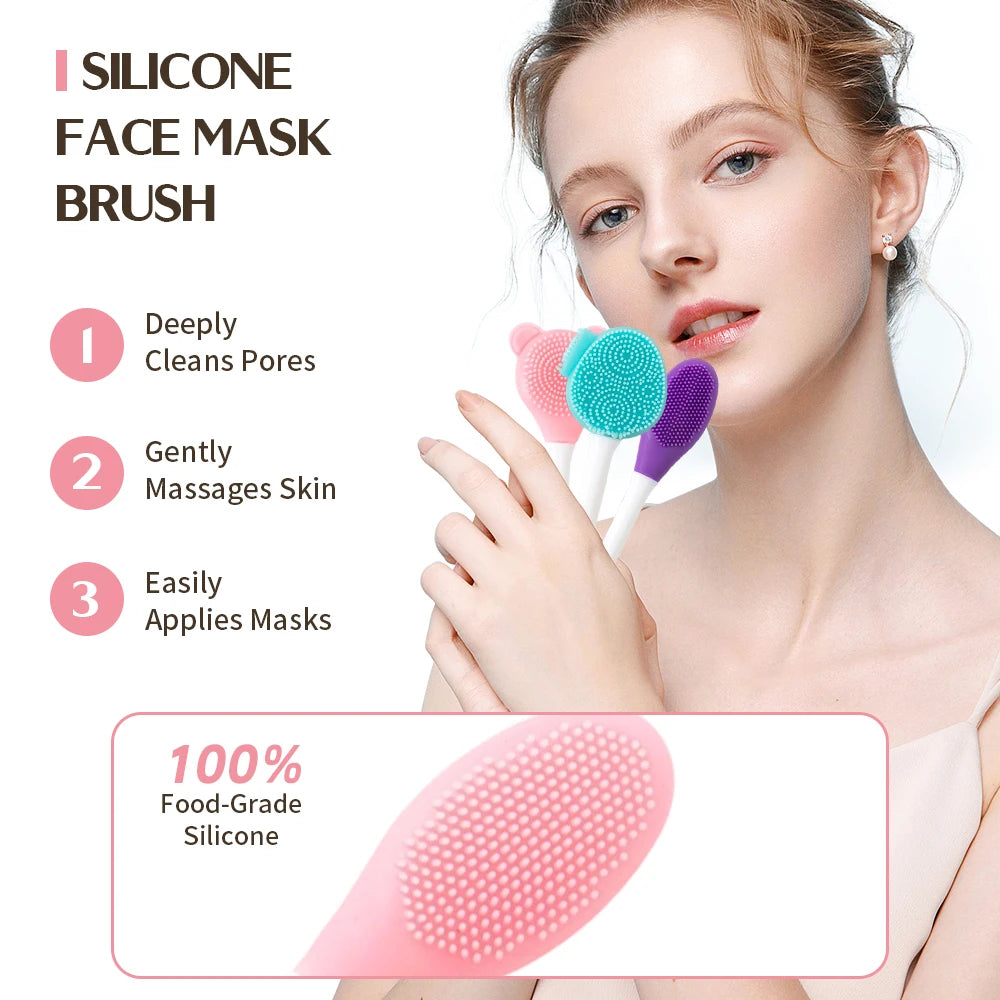 Facial Cleaning Silicone Brush Facial Mask Applicator Skincare Accessories Silicone Body Scrubbers 2in1 Spa Facial Wash Brushes