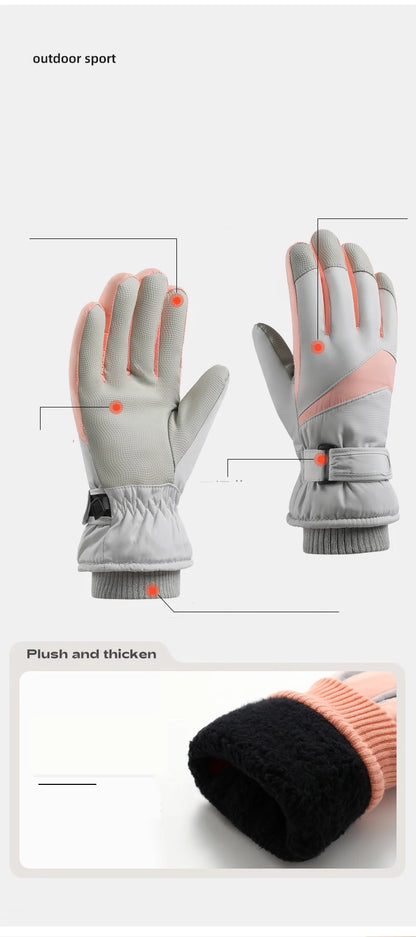 Skiing Gloves Winter Cycling Thick Fleece Warm Gloves Women Men Tick Touch Screen Waterproof Motorcycle Windproof Gloves Fashion