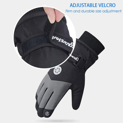 2025 Winter Snowboard Ski Gloves PU Leather Non-slip Touch Screen Waterproof Motorcycle Cycling Fleece Warm Riding Gloves