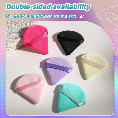10/20Pcs Triangle Velvet Powder Puff Pizza Flours Mini Face Makeup Sponge Cosmetics Washable Lightweight Makeup Tool