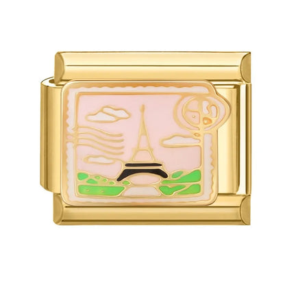 New Fashion 9mm 15 Style Italian Modular Charm Bracelet Fashionable Leisure Holiday Scenery Literary Modular Elastic Bracelet