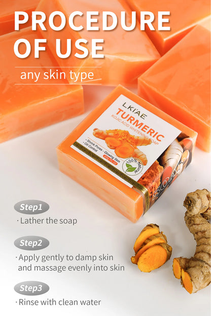 Natural Turmeric Whitening Body Wash, Deeply Clean Skin, Remove Dark Spot, Pimple, Acne, Smooth Skin, For Face & Body Soap Bar