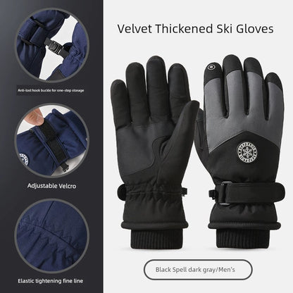Ski Gloves for Women 2025 New Arrival Winter Cycling Fleece-lined Thickened Windproof Coldproof Warm Gloves Touch Screen Men
