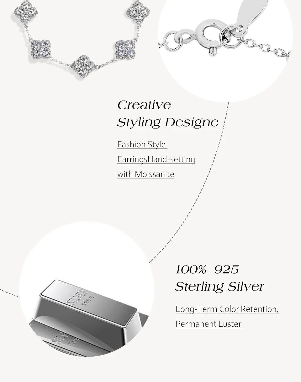 ATTAGEMS Full Moissanite Luxury Bracelet D VVS1 For Women Real S925 Sterling Silver Gold Plated Lucky Engagement Wedding Jewelry