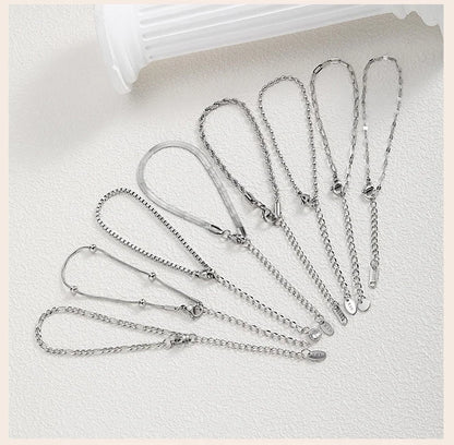 Women Chain Bracelet Silver Color, Stainless Steel Link Stackable Bracelets, Layered Fashion Accessories Gifts