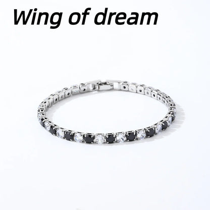 925 Sterling Silver Jewelry, 16cm-21cm Tennis Bracelet 4mm Crystal Zircon Anniversary Gift Women's Sterling Silver Bracelet