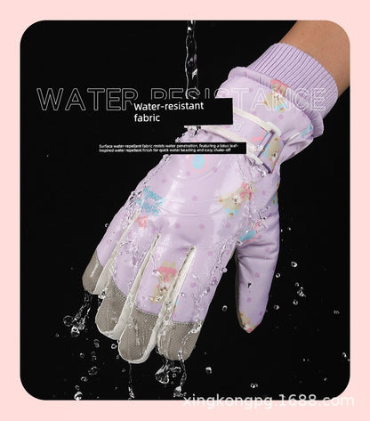 German Craftsmanship Ski Gloves for Women, Winter Fleece-Lined, Outdoor Cycling and Mountaineering Sports, Thickened, Waterproof, Windproof and Cold-Proof