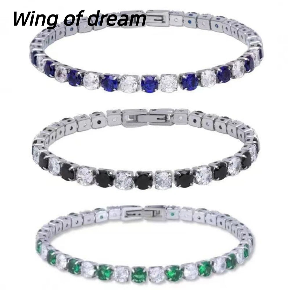 925 Sterling Silver Jewelry, 16cm-21cm Tennis Bracelet 4mm Crystal Zircon Anniversary Gift Women's Sterling Silver Bracelet