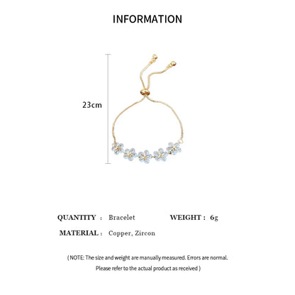 Exquisite Rhinestone Bracelet Ladies Fashion Stars Flower Charm Wristlet Bracelets Gold Color Adjustable Bangle Wedding Jewelry