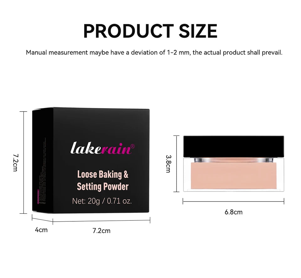 Loose Baking&Setting Powder Long Lasting Oil Control Natural Face Matte Waterproof BrighTening Loose Powder Makeup Cosmetics