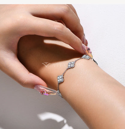 ATTAGEMS Full Moissanite Luxury Bracelet D VVS1 For Women Real S925 Sterling Silver Gold Plated Lucky Engagement Wedding Jewelry