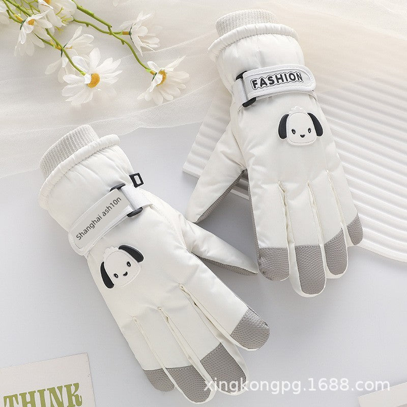 German Craftsmanship Ski Gloves for Women, Winter Fleece-Lined, Outdoor Cycling and Mountaineering Sports, Thickened, Waterproof, Windproof and Cold-Proof