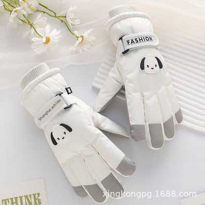 German Craftsmanship Ski Gloves for Women, Winter Fleece-Lined, Outdoor Cycling and Mountaineering Sports, Thickened, Waterproof, Windproof and Cold-Proof