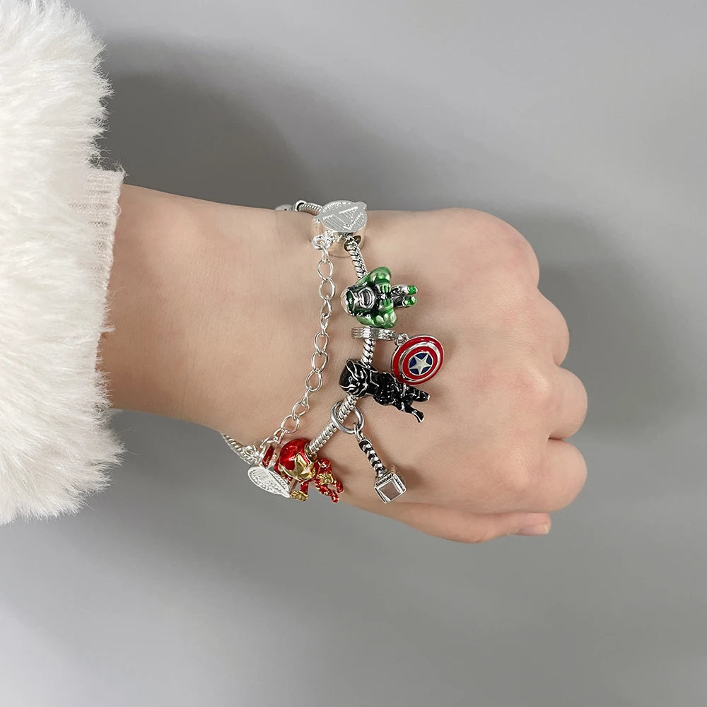 Disney Marvel Movie Peripheral Jewelry Winnie the Pooh Bear The Little Mermaid Moana Stitch Charm Bracelets For Women Girl Gift